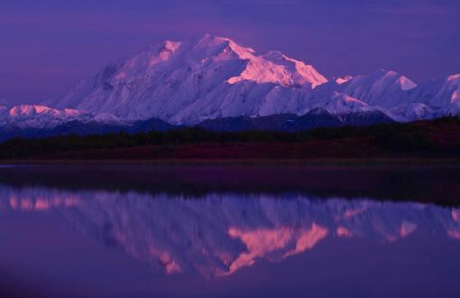 White mountain reflection