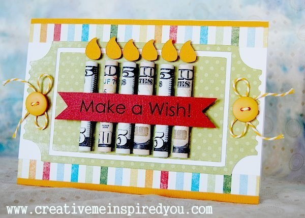 DIY Money Candles Card. 