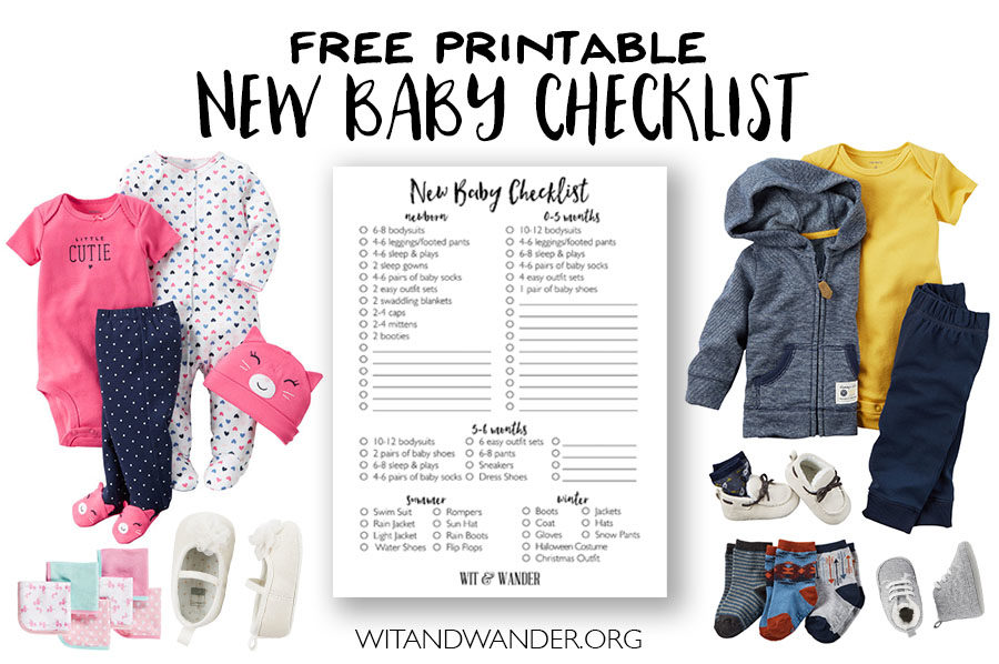 Free Printable New Baby Checklist for Baby Clothes - Wit & Wander