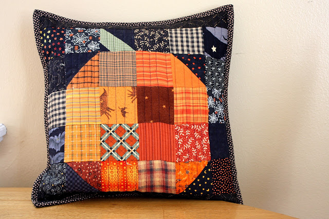 halloween pumpkin patchwork pillow