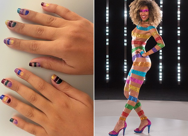 Carnaval 2016: veja como fazer nail art nas unhas com as cores usadas na pintura corporal da Globeleza 2016 Erika Moura (Foto: Ego/TV Globo)