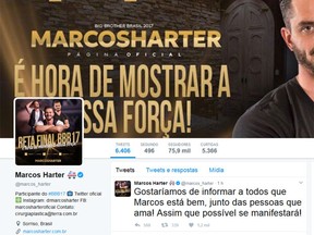 Família do ex-BBB Marcos escreve mensagem em rede social (Foto: Twitter/ Reprodução)