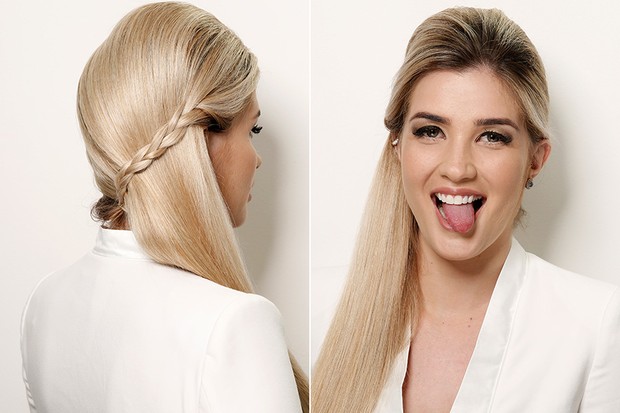 Ex-BBB Aline Gotschalg mostra maquiagem e penteado para as festas de fim de ano: Brilho e trança estão em alta e deixam visual mais romântico (Foto: Marcos Serra Lima/Ego)