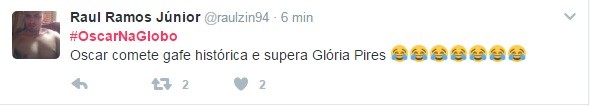 Internautas relembram participação de Glória Pires no Oscar 2016 (Foto: Reprodução/Twitter)