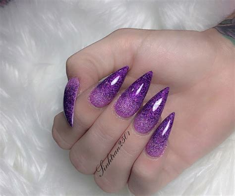 Purple ombré nails | Purple fade nails, Navy and silver nails, Faded nails