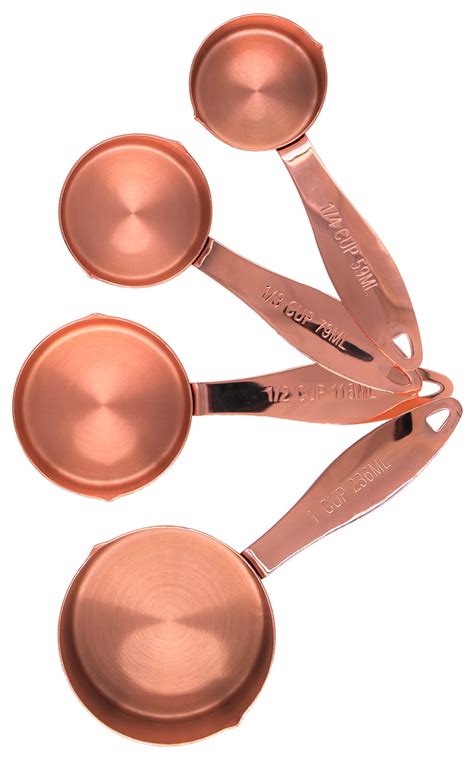 Buy Chef Select Premium Set of 4 Measuring Cups with Pouring Spouts, Copper Colored Steel, Heavy ...