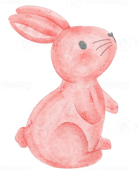 cute watercolour pink bunny rabbit cartoon hand drawing illustration 18825361 PNG