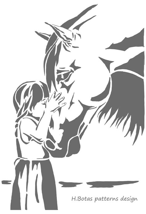 #horse #stencil #horsestencil Girl with her horse | Рисунки, Силуэт лошади, Контурные рисунки