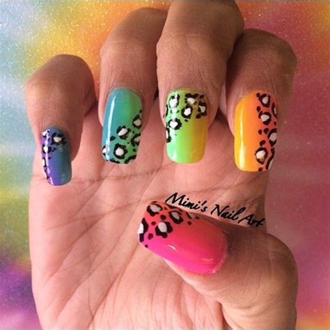 Rainbow cheetah print nails, pretty cool! | Cheetah print nails, Funky nail designs, Funky nails