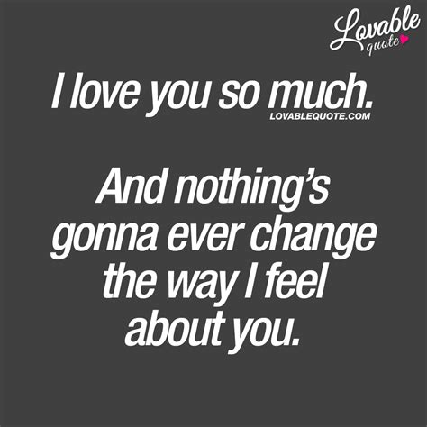 I love you so much. And nothing’s gonna ever change the way I feel about you | Love Quote