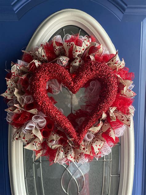 Valentines Day Wreath Heart Wreath Valentines Heart Wreath - Etsy