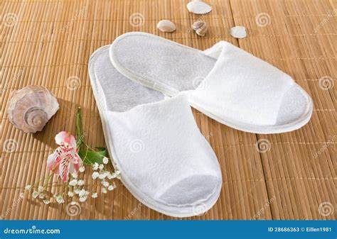 Spa or hotel slippers stock image. Image of hotel, pair - 28686363