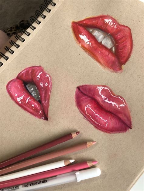 Colored pencil lips in 2024 | Colored pencil artwork ideas, Lips drawing, Color pencil art