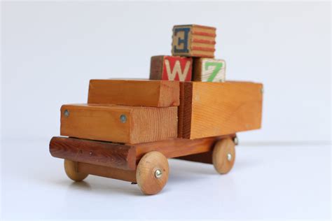 Vintage Wooden Toy Truck - Etsy