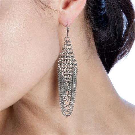 SLINKY Diamond & Draping Chain Earrings – Rapt In Maille