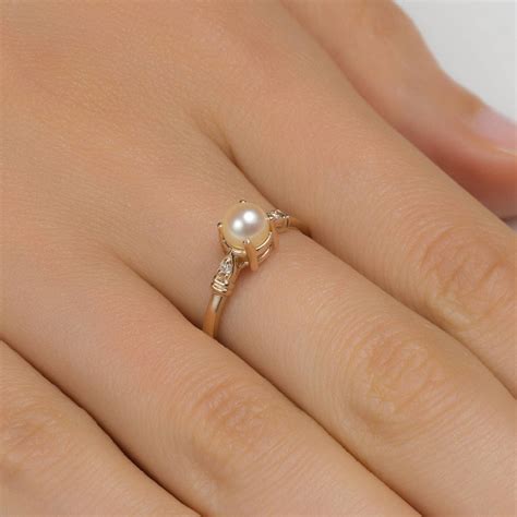 Pearl Engagement Ring Rose Gold Pearl Wedding Ring Pearl | Etsy