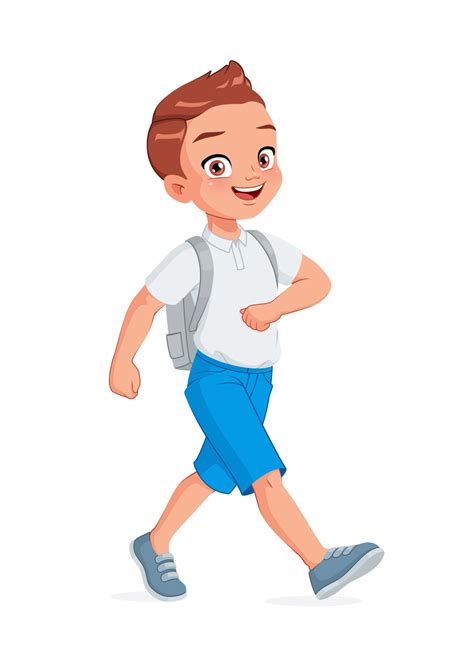 Happy school boy walking cartoon vector illustration 3310858 Vector Art at Vecteezy