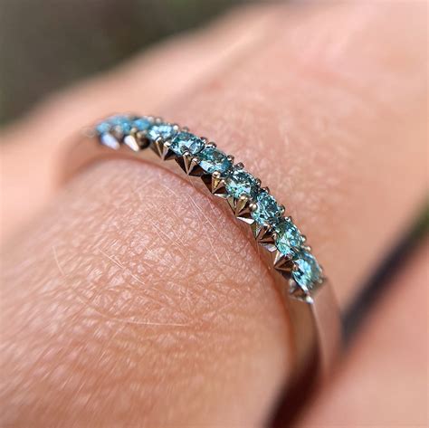 18ct White Gold Eternity ring with Blue Diamonds - Baroque Bespoke Jewellery