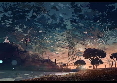 Dusk Reflections: Anime Landscape HD Wallpaper by kein