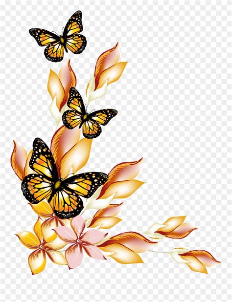 Flower Flowers And Butterflies - Border Design Flower And Butterfly Clipart (#458916) - PinClipart