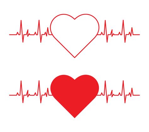 Heartbeat heart shape center line. Set of Heart beat pulse line vector icon. Heartbeat Heart ...