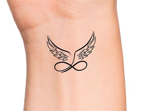 Angel Wings Infinity Temporary Tattoo Add Your Own Custom Words Memorial Text Temporary Tattoo ...