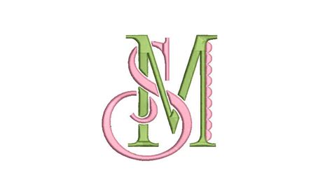 Fancy S M Monogram - Machine Embroidery File design - 4x4 inch hoop - Monogram Design - No other ...