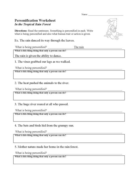 Personification Worksheets For Kids - Worksheets For Kindergarten