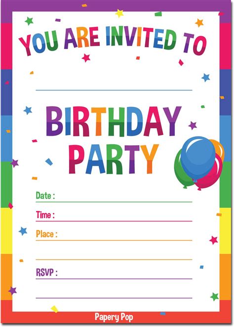 Galleon - Birthday Invitations With Envelopes (15 Pack) - Kids Birthday Party Invitations For ...