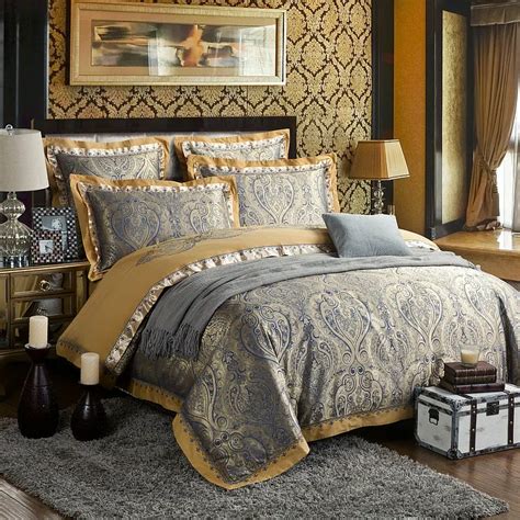 IvaRose Luxury Jacquard Silk Cotton King Queen Size Bedding Set Duvet cover Cotton Bedsheet ...