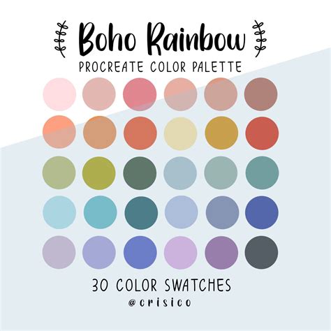 Boho Rainbow Procreate Color Palette / Color Swatches / - Etsy Canada | Boho rainbow, Color ...