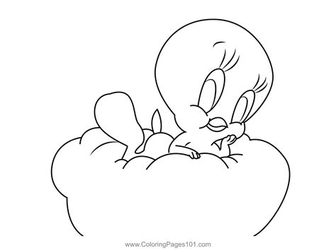 Tweety Bird Sleeping On Pillow Coloring Page for Kids - Free Tweety Printable Coloring Pages ...