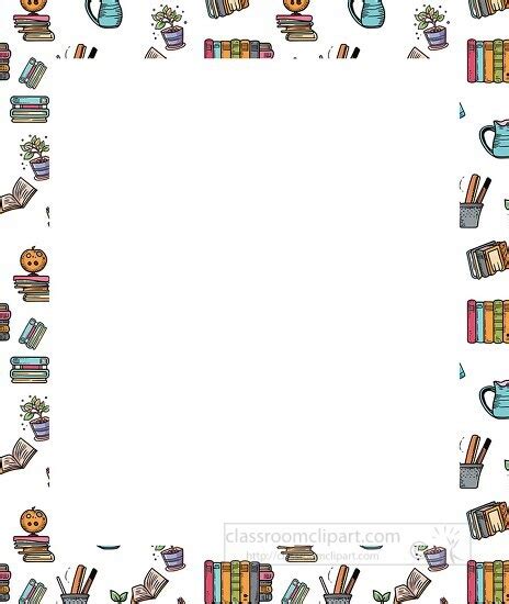 Border Clipart-school book seamless pattern background border clipart