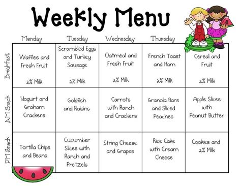 Pin on Daycare menu