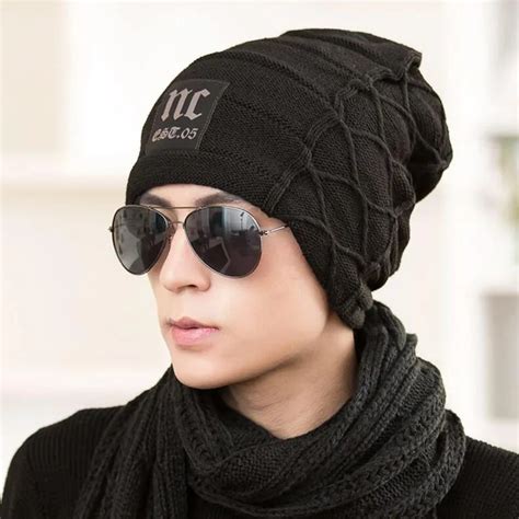 [ozyc] Male Cap Men Beanie Caps Boys Winter Hats For Man Knitted Beanies Hat Stripes Gorra Color ...