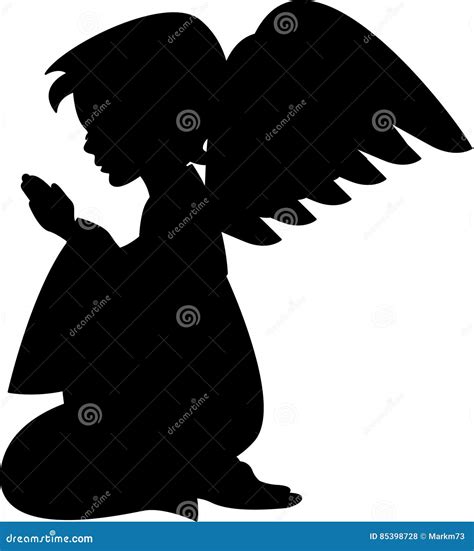 Praying Angel Silhouette With Halo Clipart