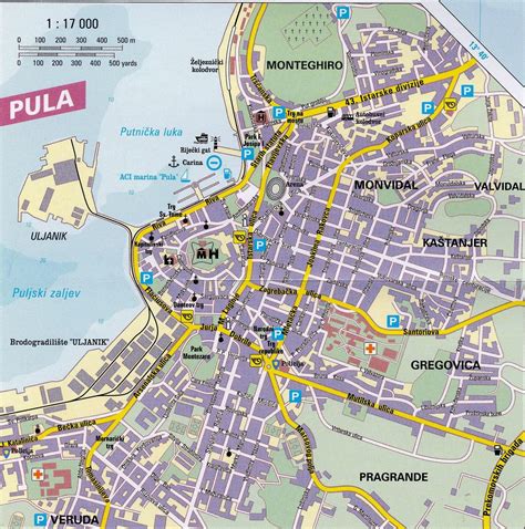 Pula croatia map - Tourist map of pula croatia (Southern Europe - Europe)