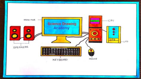 computer drawing(desktop) easy with color and parts - diy | science drawing academy | Computer ...