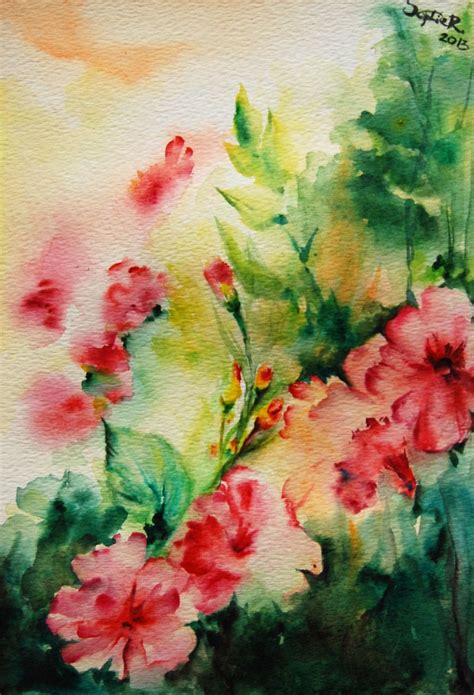 Original Watercolor Painting Abstract Flowers Spring Summer Pink Green | Abstract watercolor ...