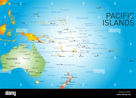 Vector color map of pacific islands Stock Photo - Alamy