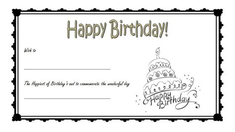 Birthday Gift Certificate Template Free Printable