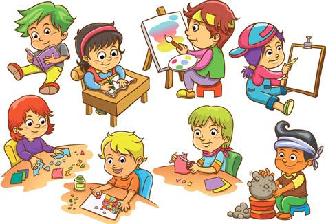 Cartoon Kids Activity Background Fun Activities At School - Clip Art Library