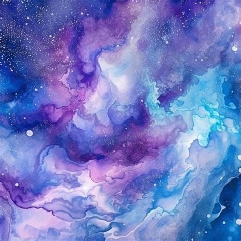 Premium AI Image | A close up of a painting of a purple and blue galaxy generative ai