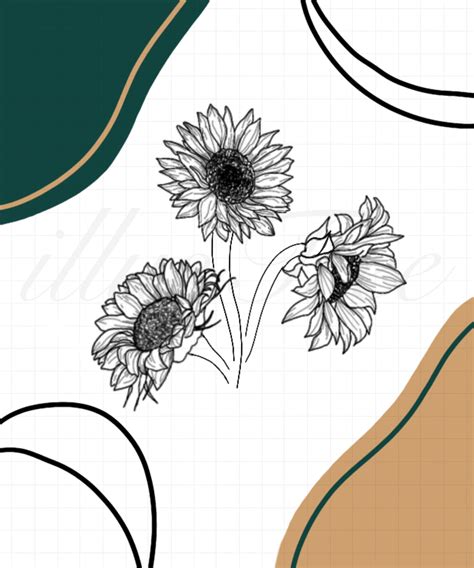 Minimalist sunflower wall print Green wall print Line art | Etsy