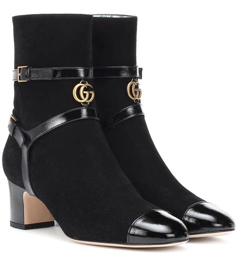 Gucci Geraldine Suede Ankle Boots in Black - Lyst