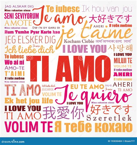 Ti Amo I Love You in Italian in Different Languages of the World Stock Illustration ...