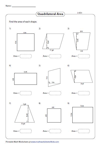 Quadrilateral Worksheets