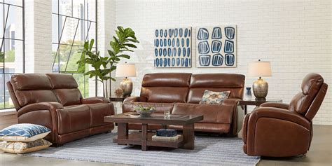 Burgio Brown Leather 2 Pc Living Room with Reclining Sofa - Rooms To Go