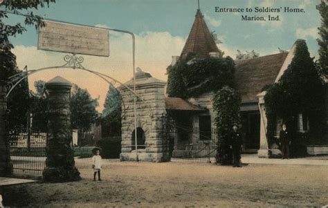 Entrance to Soldiers' Home Marion, IN Postcard