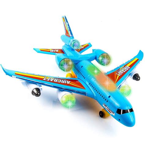 Toysery Airplane Airbus Toy for Kids - Bump and Go Action with 360 Degree Rotation - Plane with ...